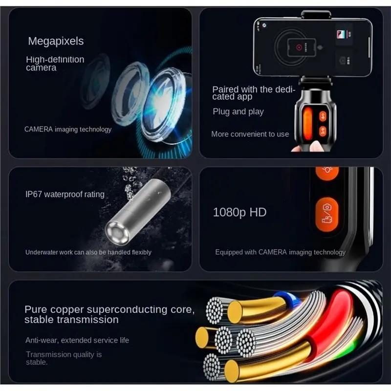 [NEW!A25P】 Articulated Borescope Camera 360 Degree Rotation Endoscope Inspection Camera 6.0Mm Lens HD For Car For IOS Android