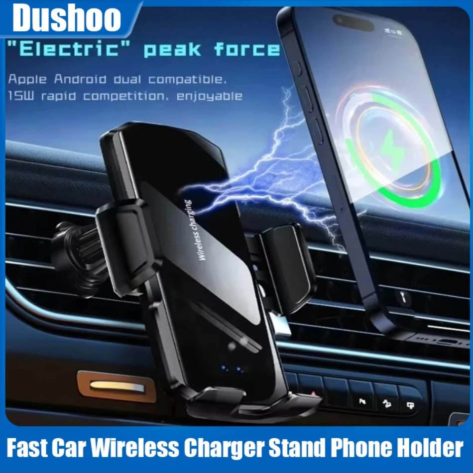 

Glass Mirror Magnetic Wireless Car Charger Phone Holder Universal Bracket Infrared Induction For iPhone 16 Samsung Fast Charging