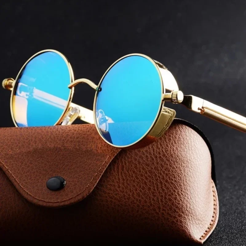 

High Quality Steampunk Sunglasses Women Men Fashion Round Glasses Brand Designer Vintage Sun Glasses UV400