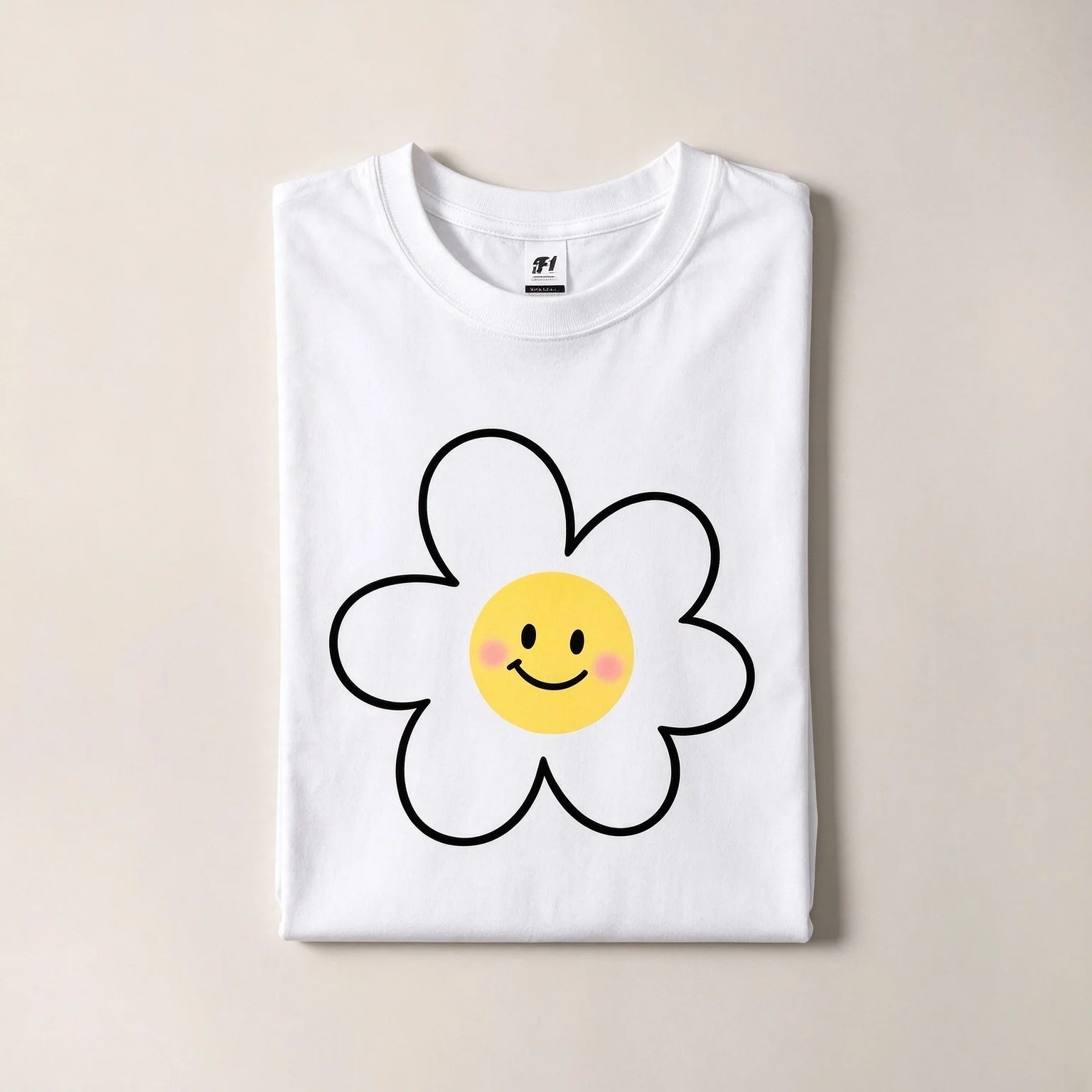 Unisex Short Sleeve T Shirt Cute Smiley Daisy Flower Print Crew Neck Tees Summer Casual Tops For Boys Girls Sweet Daily Wear