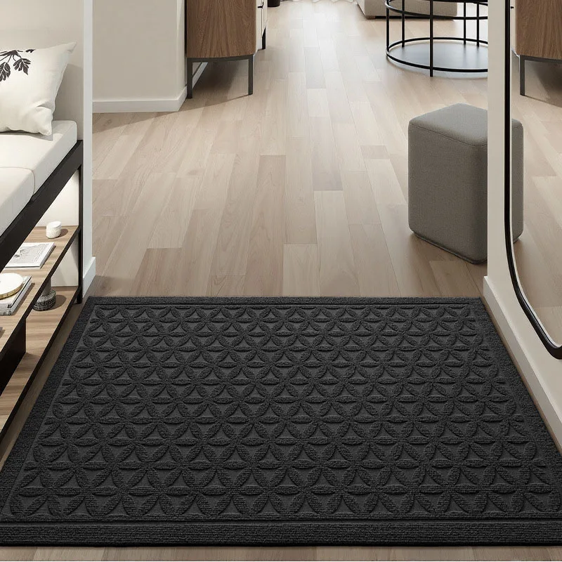 Entrance Doormat Anti Slip Floor Mat Indoor Outdoor Door Carpet Durable Water Absorbent Bathroom Rugs Stripe Door Mats Grey