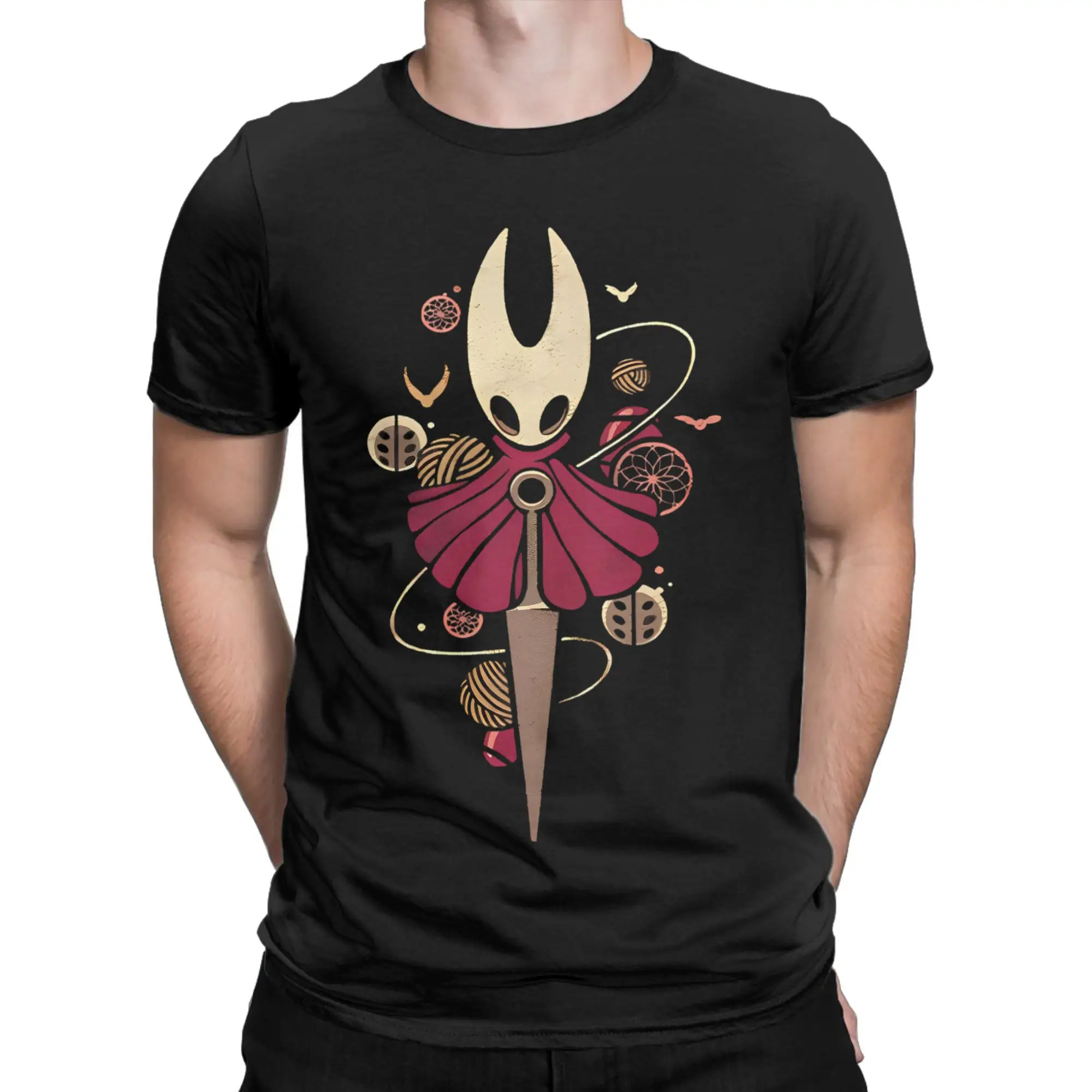 Hollow Knight Silksong Hornet T Shirts Men Cotton Vintage T-Shirt Round Collar Adventure Game Tees Short Sleeve Clothing Gift