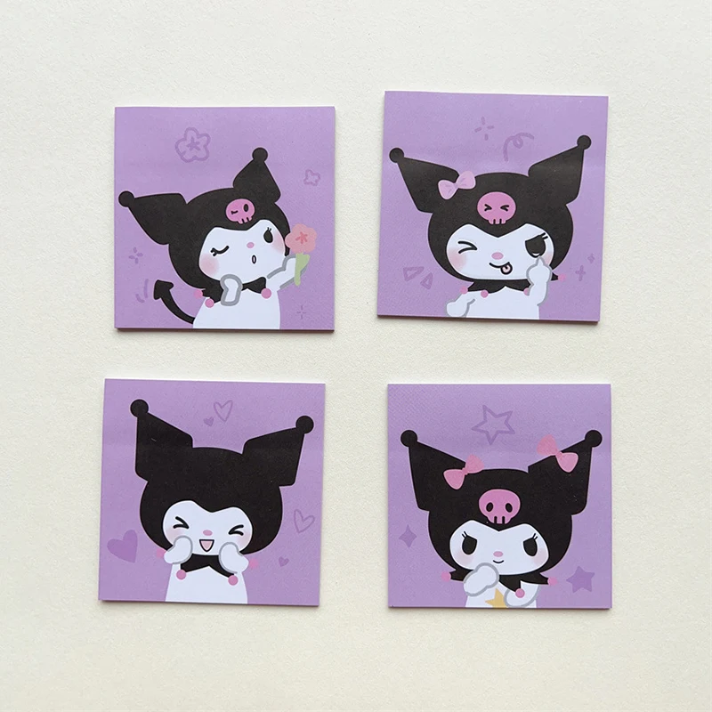 Sanrio Olá Kitty Sticky Notes, Estudante bonito mensagem adesivos, Desenhos animados Kuromi Cinnamoroll, 80pcs por saco