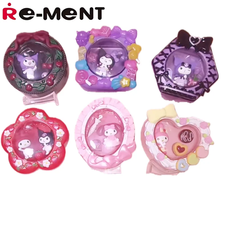 Rement Sanrio My Melody & Kuromi Makeup Box Miniatuur Scène Collectie Simulatiemodel Speelgoed Blind Box Cadeau voor meisjes Kerstmis