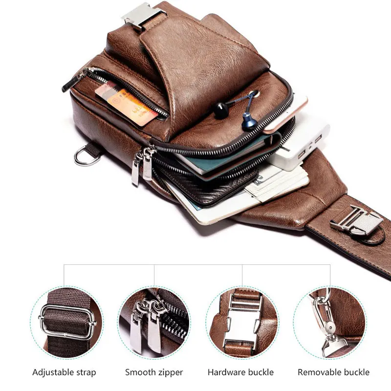 Outdoor Sport Chest Bag for Man Casual Crossbody Bags 7.9 Inch Ipad Male Multiunction Sling Pack Men Travel Messenger Pocket