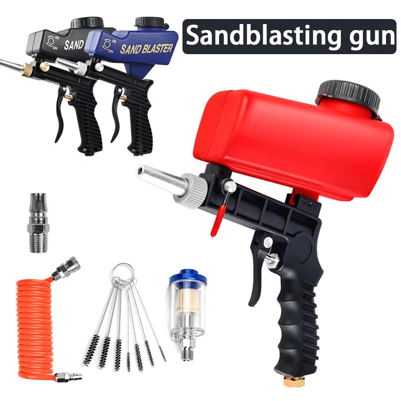 Air Sand Blaster Gun Remove Paint, Rust, Stains, and Grime on Surfaces Gravity Feed 90 Psi Portable Sand Blaster