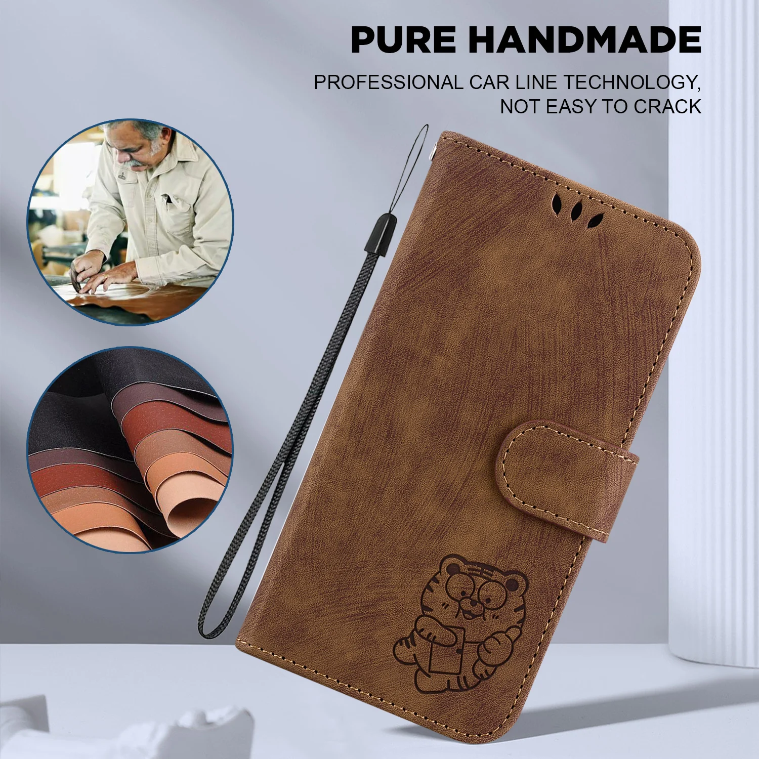 Leather Flip Case Embossed Tiger for Motorola Edge 40 Pro E13 G13 G23 G73 G72 E22 Wallet Card Magnetic Phone Cover Coque Funda