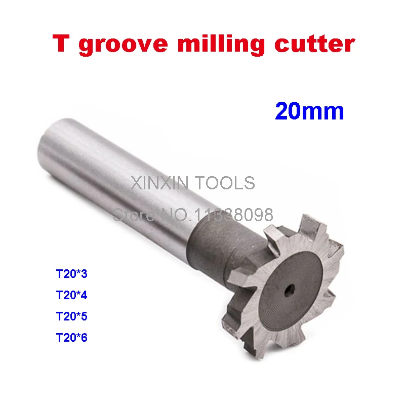 

Free delivery 4PCS T20*3*4*5*6 high speed steel Straight shank T groove milling cutter T type Straight shank milling cutter