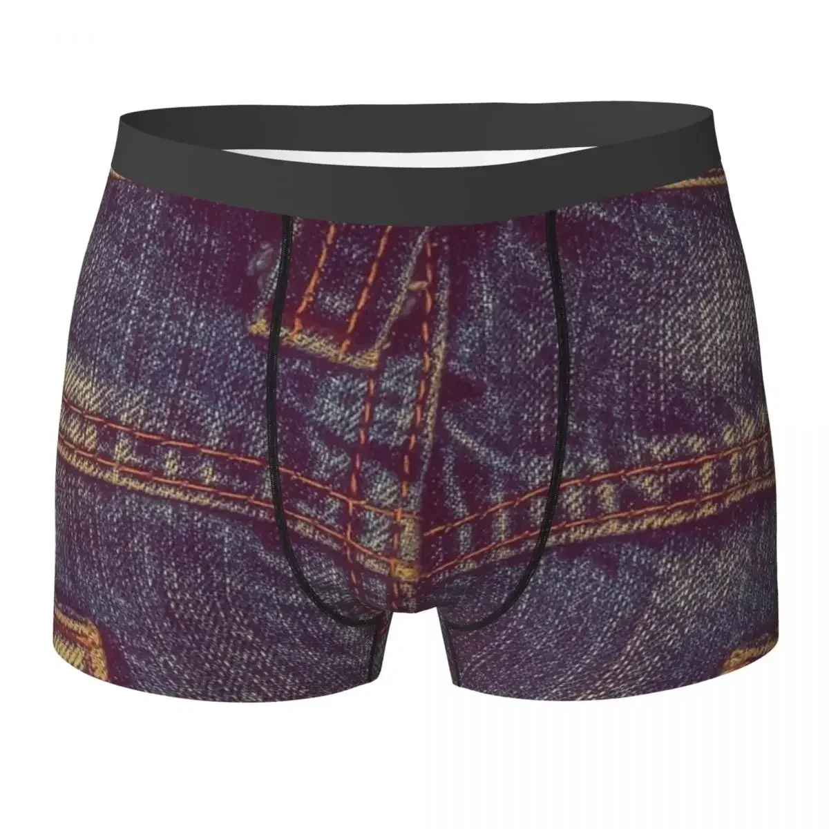 الملاكم السروال السراويل اثنين من جيب البنفسجي أنا أحب Bluejeans الدنيم سراويل الذكور الملابس الداخلية الناعمة ل أوم رجل صديقها هدية