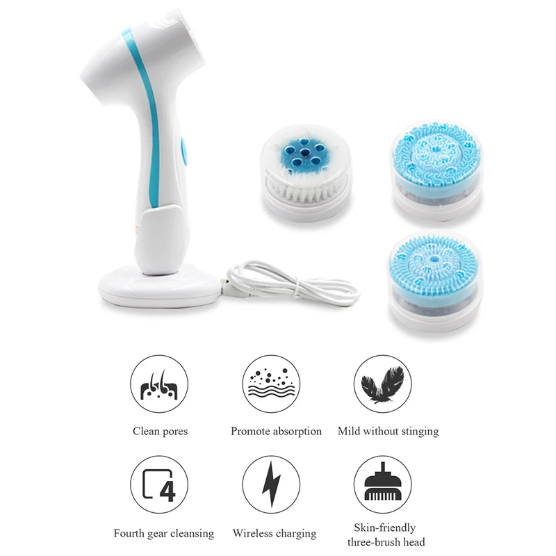3 in 1 Sonic Facial Cleansing Brush Electric Face Massage Cleanser Face Cleanser Face Cleaning Brush Massager