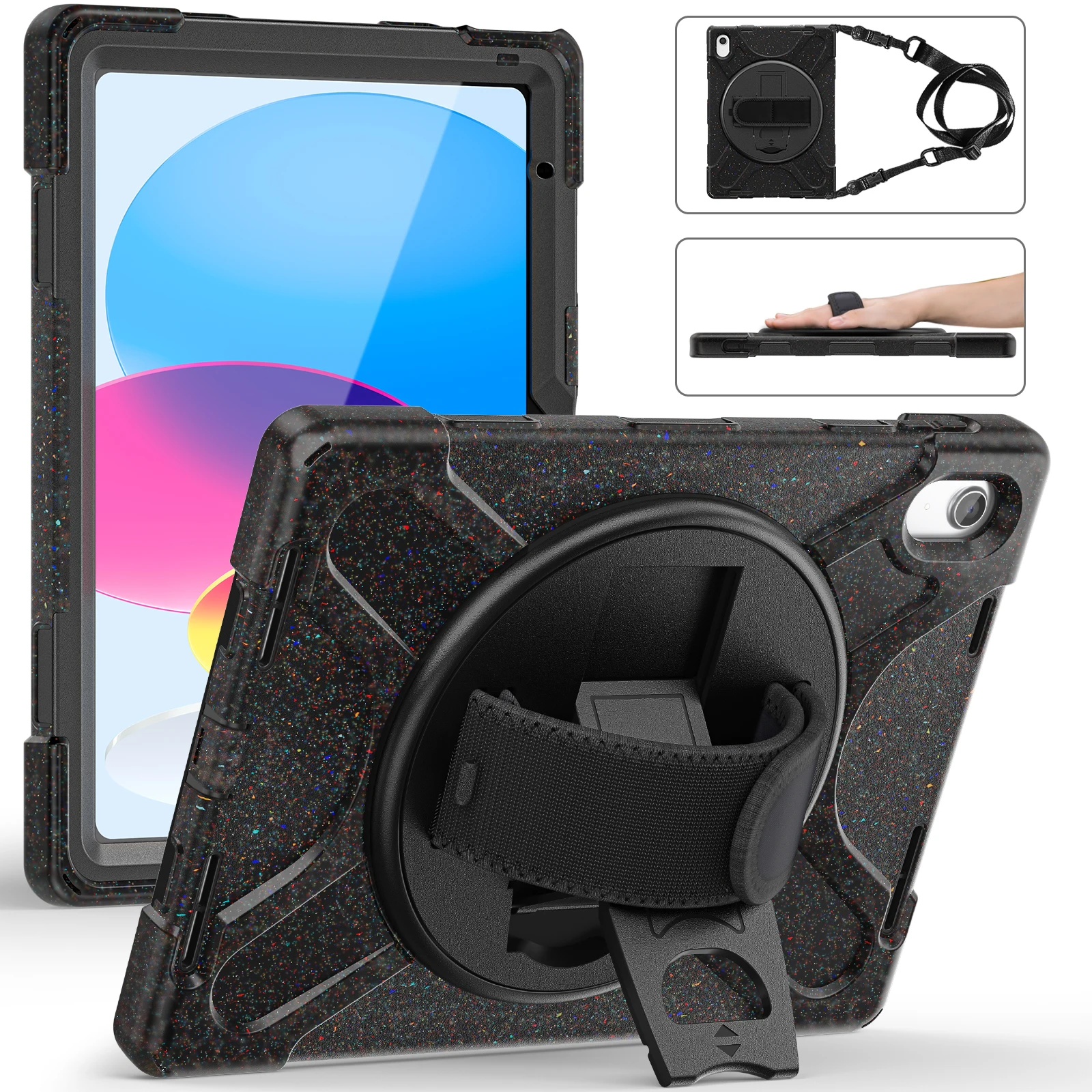 Rugged Case Universal For iPad 2025 A16 11th 10.9 2022 10th Gen. A3354 A3355 A3356 A2757 A2777 A2696 360 Rotating Stand Cover