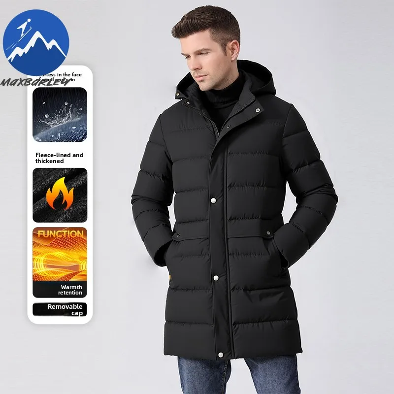 Winter Padded Jacket Fleece Lined Outdoor Commute Cold Resistant Cotton Coat Lightweight Korean Style Windproof Warm Long Parka