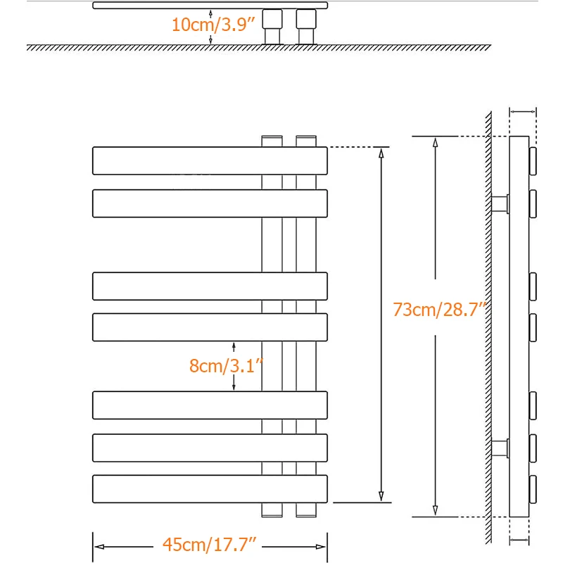 OXG Wall Mounted Electric Heated Towel Rack 7Bars Energy Saving Sterilization Bathroom Warmer Dryer Heated Towel Rails