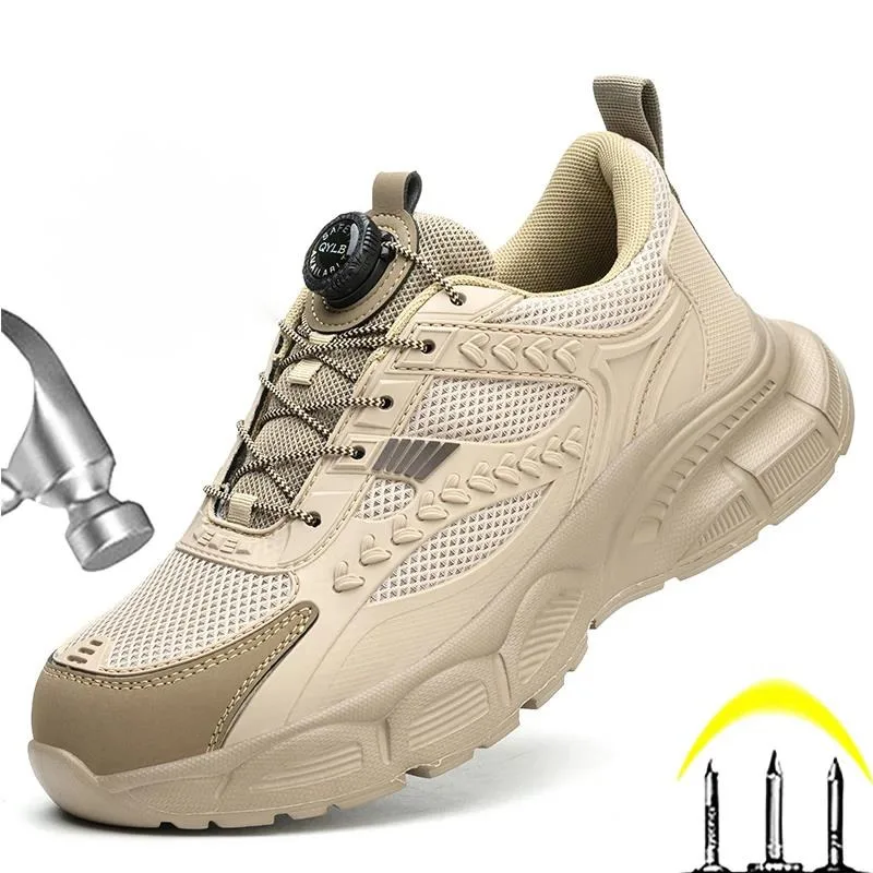 

Men's Safety Shoes Rotating Button Steel Toe Shoes Work Sneakers Fashion Indestructible Shoes Men Non-slip Protective Shoes