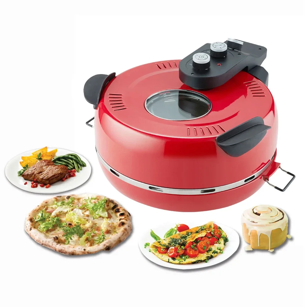 Household Pizza Cooker With Ceramic Stone Automatic Fast Round Pizza Marker Electric Pizza Oven