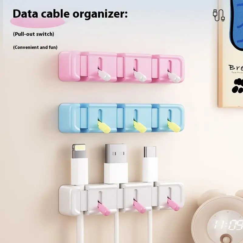 1Pc Desktop Cable Management Holder, No-Drill Edge-Mounted Cord Organizer, Charger Cables, and Data Wires Accessory