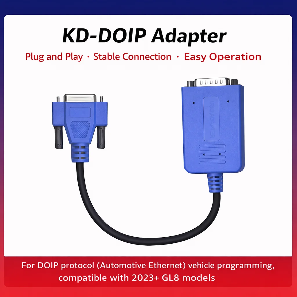 

Адаптер KEYDIY KD DOIP для KD-X4, связь по Ethernet DOIP, поддержка программирования ключей без пароля для Buick GL8 2023+