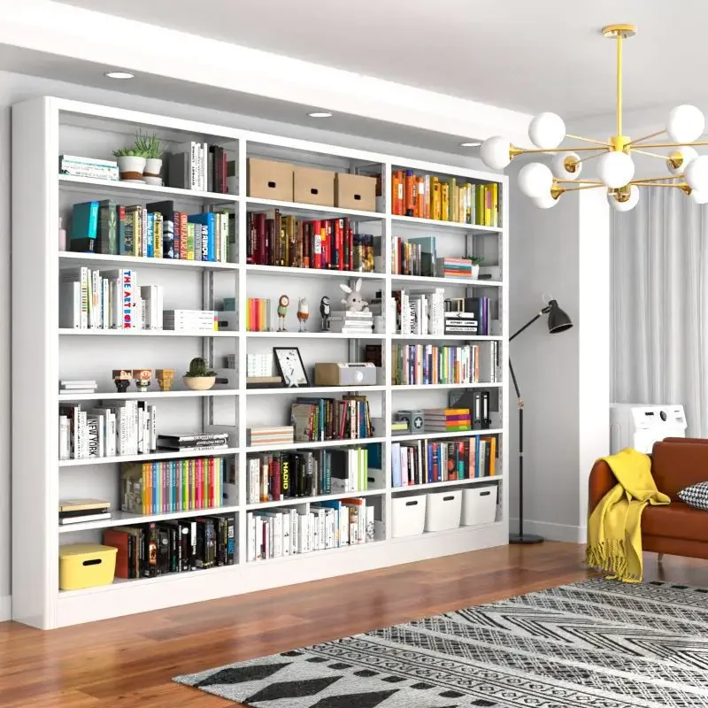 Household steel white bookshelf picture book shelf bedroom living room study storage  school library bookshelf