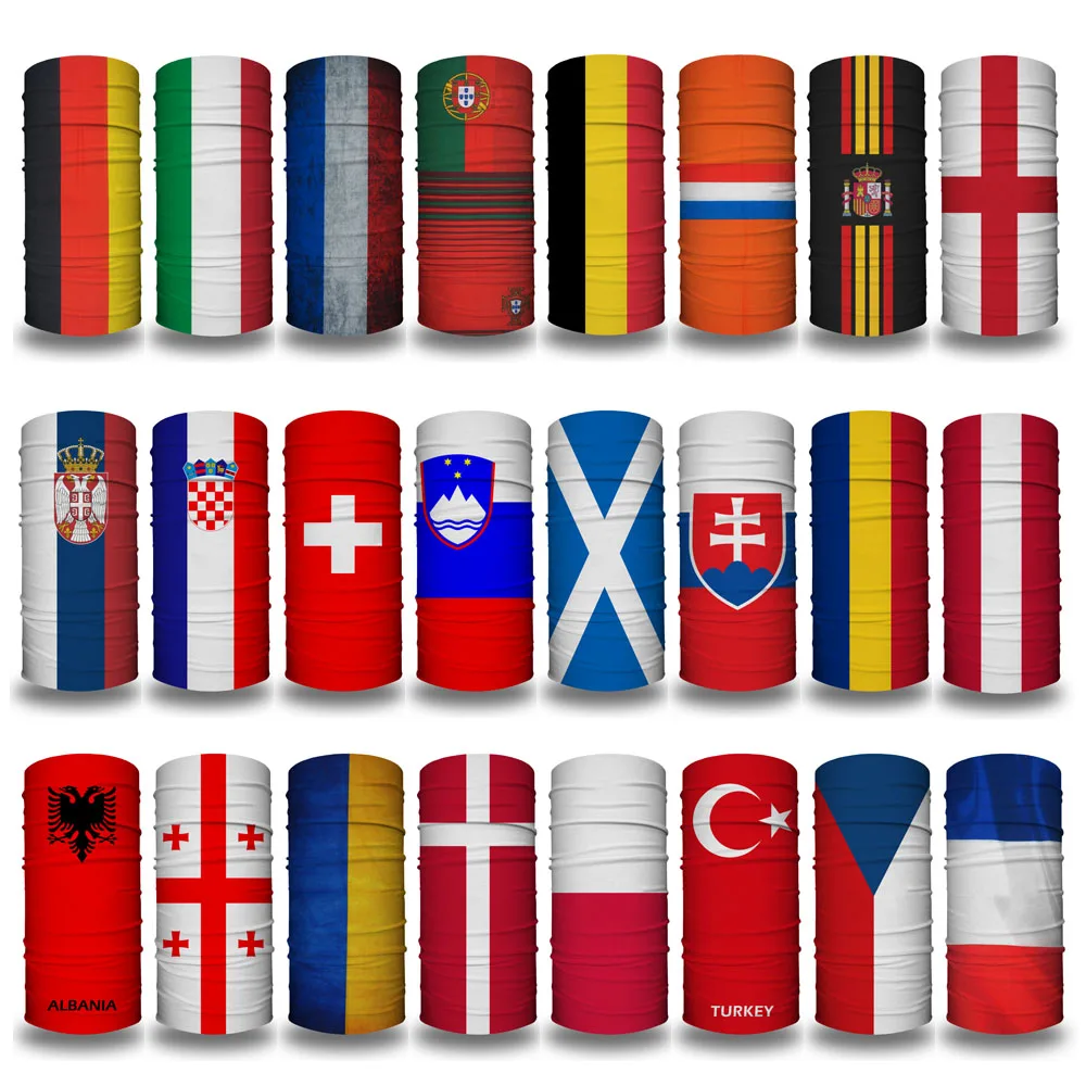 2024 National Flag Bandana EURO Germany Spain France Italy Fans Headscarf Seamless Tube Snood Neck Gaiter Face Shield Mask Cover