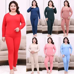 6XL Women's Thermal Underwear Winter High Elasticity Seamless Antibacterial Intimates Sexy Ladies Clothes Long Women Shaped Sets