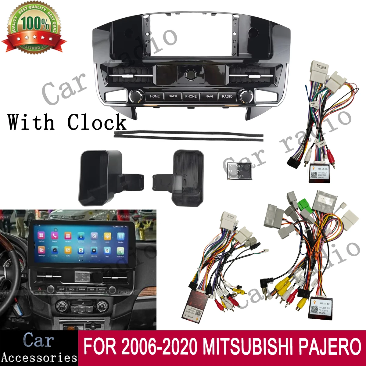For 2006-2020 MITSUBISHI PAJERO 12.3 Inch Car Radio Android Stereo Frame Player Head Unit Fascia Panel Dash Board Cover