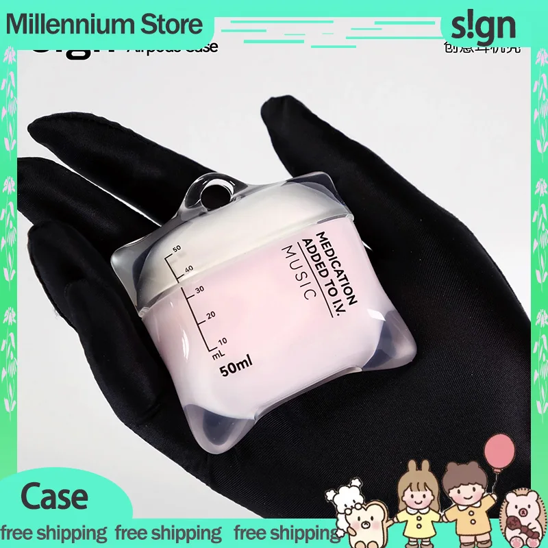 

IV Bag Earphone Case Airpods1/2/4 Liquid Silicone Anti-fall Earphone Decorative Case Transparent Soft Shell for Airpods Custom