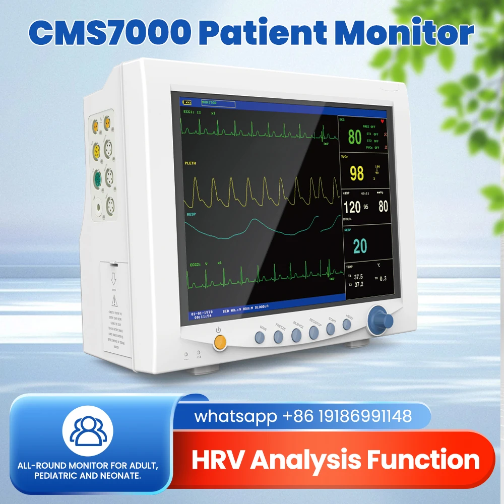 Monitor de Pacientes CONTEC de 6 Parámetros CMS7000, Máquina Cardíaca, Signos Vitales, Monitor de Pacientes para UCI y UCC, ETCO2/IBP/Impresora Opcional