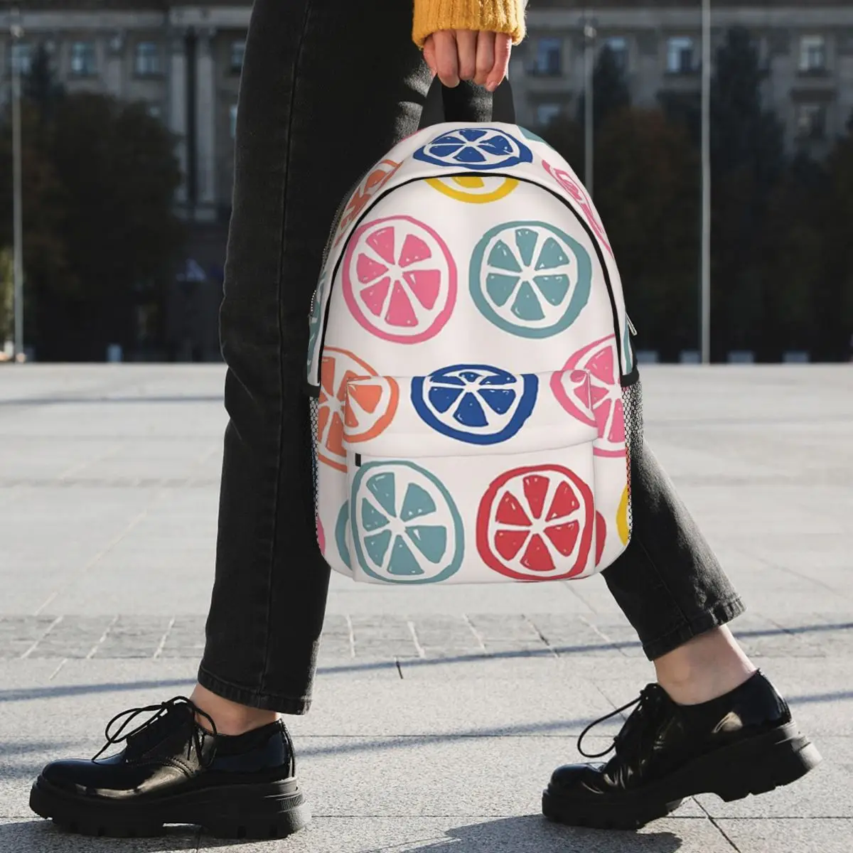 Colorful Lemon Pieces Pattern Backpack Student BookBag Kids School Bag Computer Shoulder Bags for Men Women