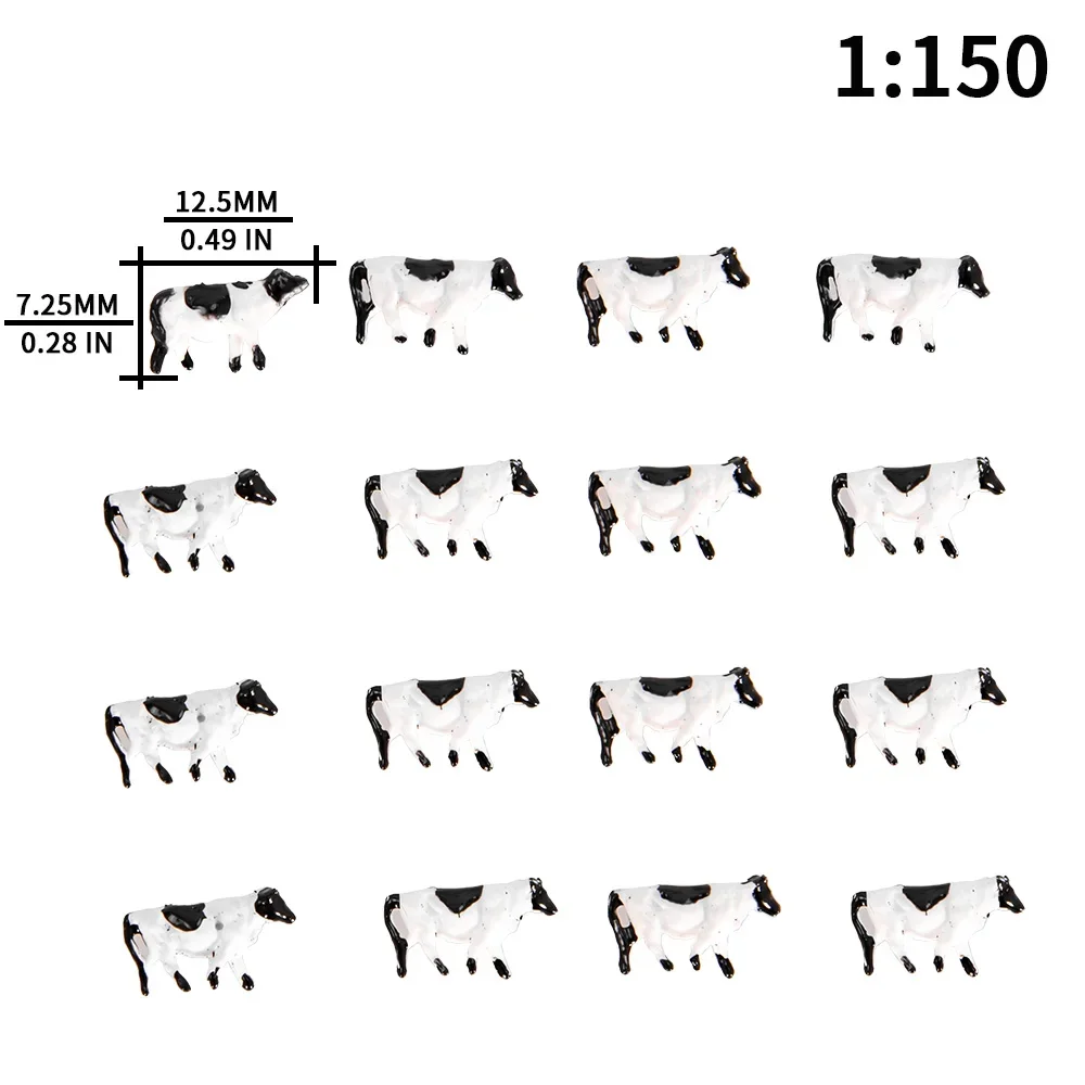 20PCS Model Cows N scale 1/160 Miniature Animals Hand Painted for Farm Model Making Model Railway