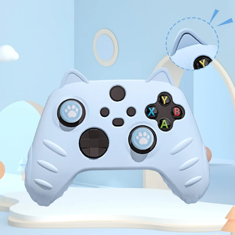 Cat Paw Silicone Soft Shell Protector Sticker Skin For Xbox Series X/S Game Controller Case XSS XSX Thumb Stick Grip Cap Cover