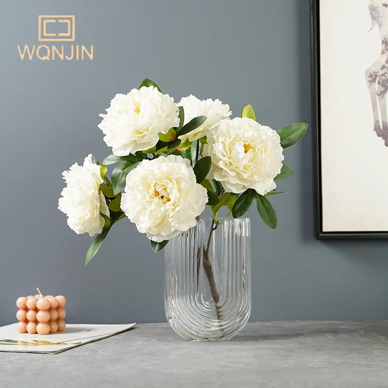 5 Köpfe große rote Seide künstliche Pfingstrose Blumenstrauß Blumen Dekoration Hochzeit Zuhause Tisch große gefälschte Blumen Valentinstag liefert – Detail 5