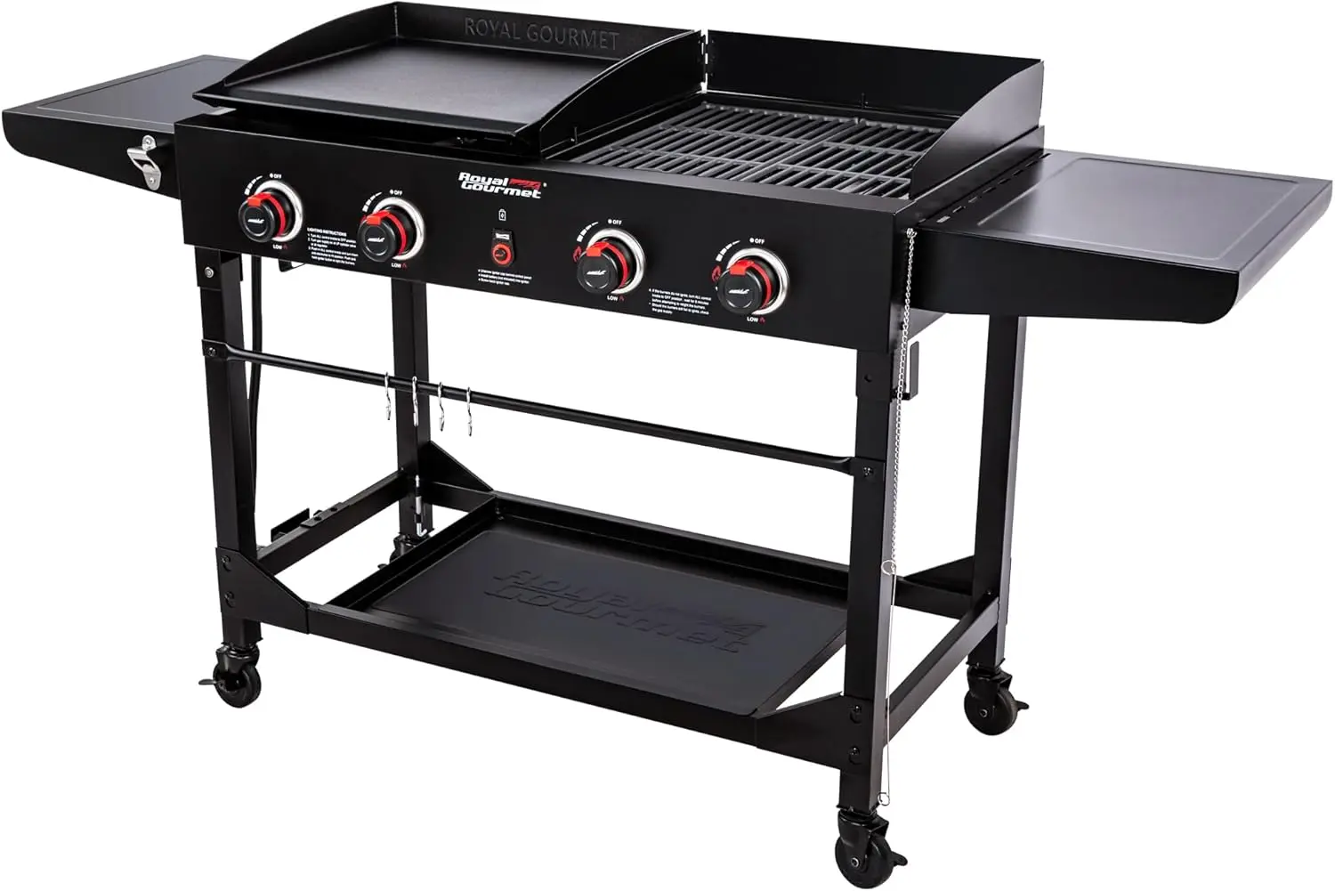 

4-Burner Propane Gas Grill and Griddle Combo with Folding Legs, 48,000 BTUs, Portable Griddle