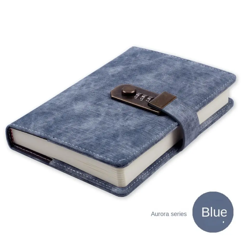 PU Leather Cover Diary Book with Lock Simple Atmosphere with Coded Lock Password Lock Notebook Soft Leather Simple A5 Notebook