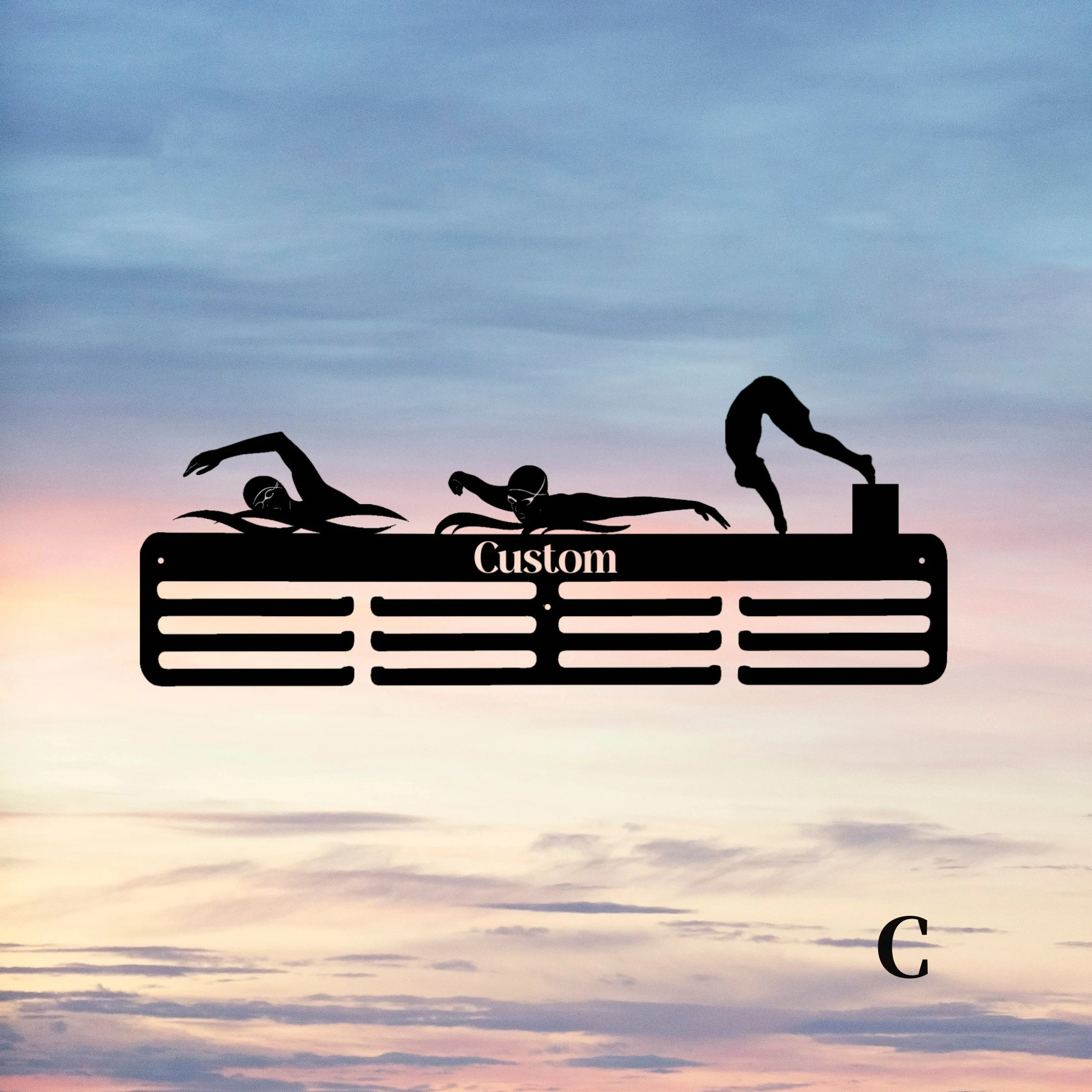 

Custom Swimming Medal Holder, Personalized Name of Swimmer Medal Hanger, Medal Display Awards Sign, Trophy Display Stand