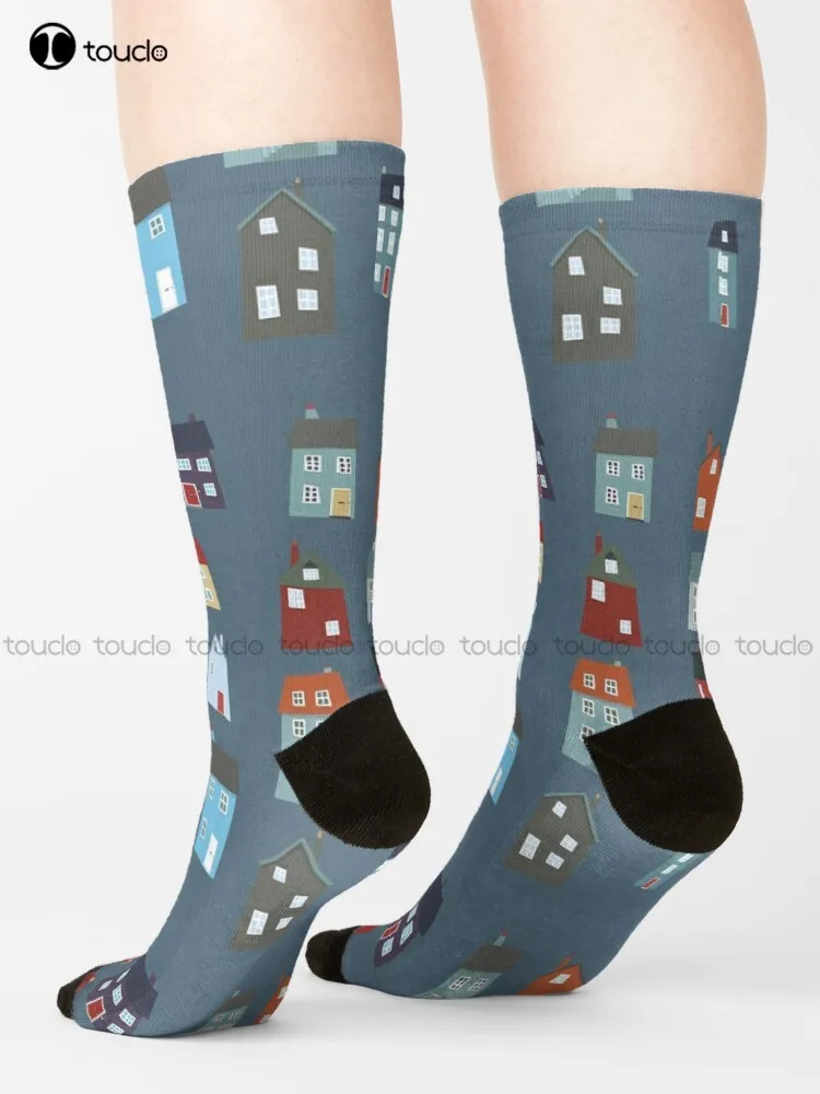 Little Houses Socks Womens Personalized Custom Unisex Adult Teen Youth Socks Cute Pattern Funny Autumn Best Cartoon Gift Funny