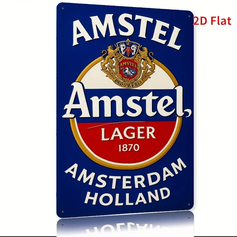 Letrero de metal vintage "Amstel Lager" () - Decoración de pared de hierro retro con tema festivo navideño, perfecto para el hogar, la cocina, el restaurante