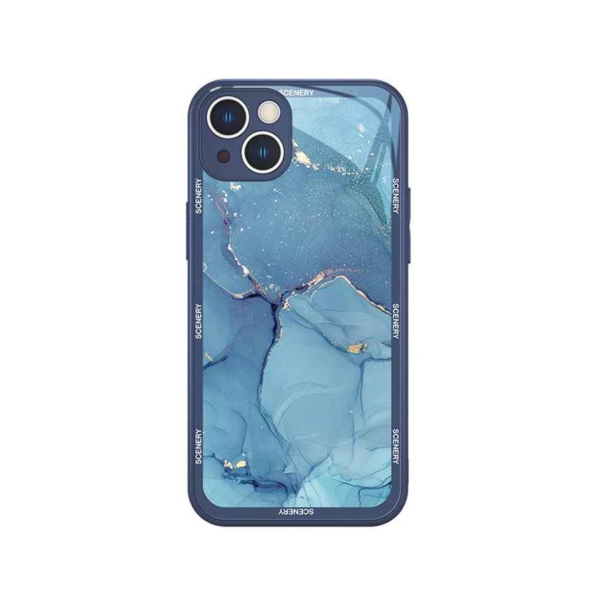 

Glass Back Phone Case For Iphone 16 15 14 13 Pro 12 11 Max Plus Marble Texture 16Pro Phone Case Silicone Boder 15Promax Xs Cover