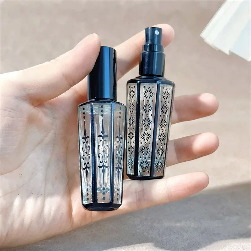 15ml Perfume Spray Bottles Vintage Embossed Glass Octagonal Empty Refillable Fragrance Atomizer Travel Perfume Containers