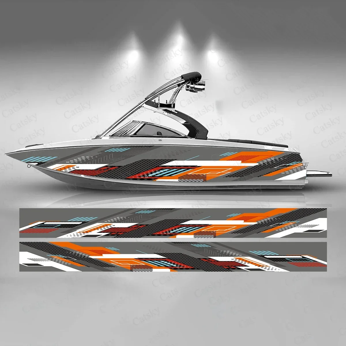 Rectangle Lines Cool Colorful Boat Sticker Fashion Custom Fish Boat-Sticker Vinyl Waterproof Boat Wrap Graphic Boat Wrap Decal