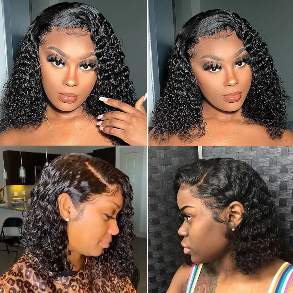 Deep Curly Lace Front Wig T Part Lace Bob Wig 100% Human Hair Wigs Pre Plucked 180 Density Remy Brazilian Bob Wig On Sale