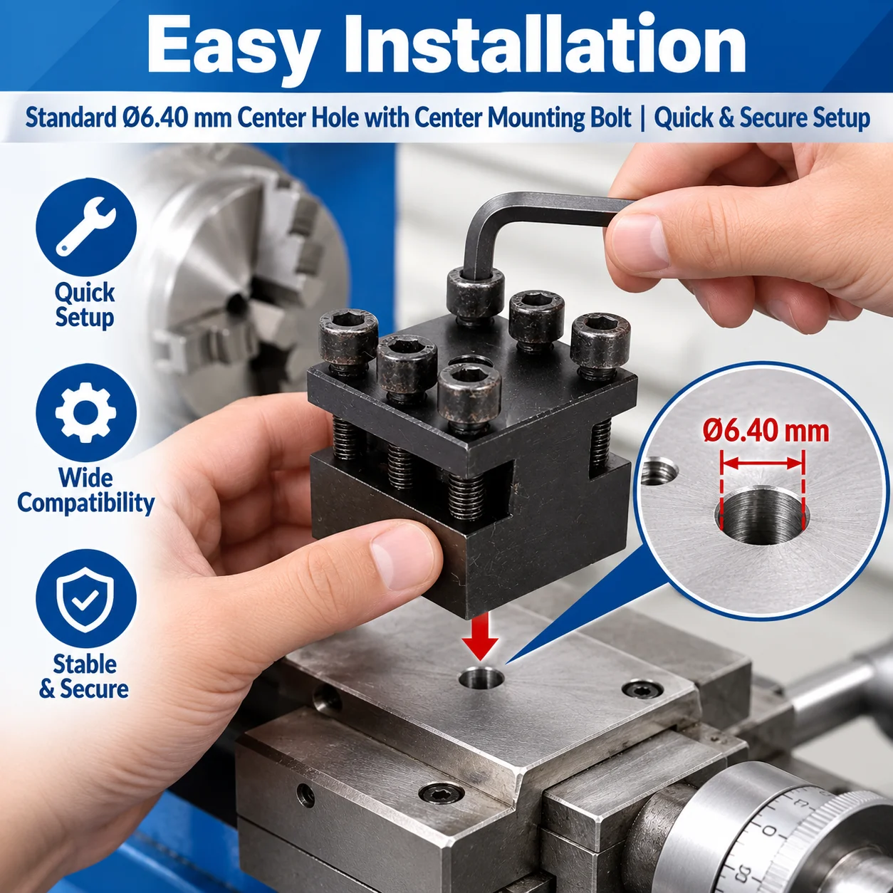2-Way Tool Post Holder for SIEG C0 G0745 BD-3 M1-100 Axminster C0 Compact 3 Hobby 140 S/N:10155