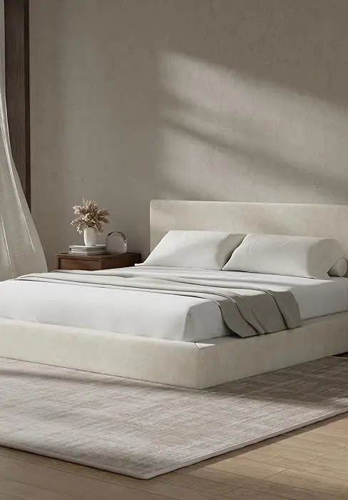 soft fabric bed frame for urban apartments, master bedrooms, attics, kids, guest and seniors