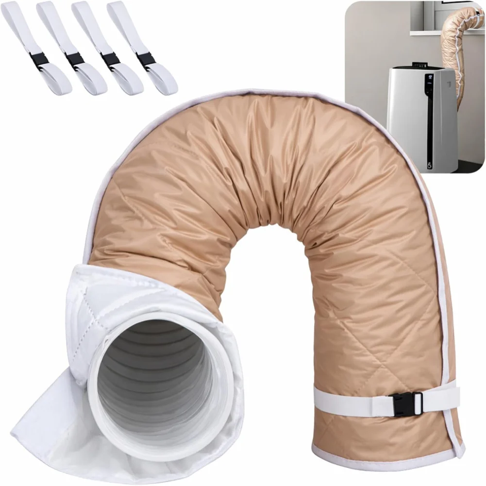 Adjustable Air Conditioner Hose Cover For 5.9 Inch Vent Pipe,Quilted Thermal Insulation Sleeve With Buckles,Dust Proof=Exhaust=
