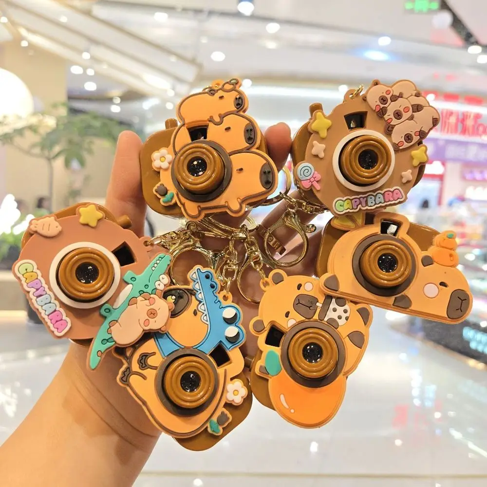 Projector Camera Capybara Keychain Kawaii Schoolbag Ornaments Capybara Dolls Animals Keys Accessories Kapybara Pendant Friends