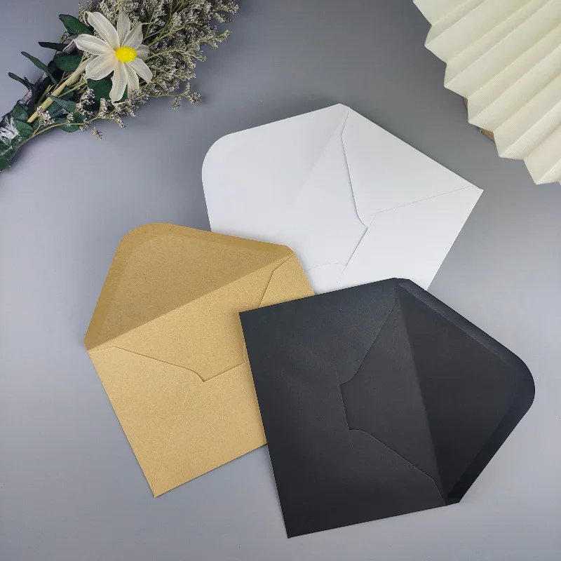 50pcs White/Black Envelope Business Supplies 120g Paper 16x11cm Postcard Giftbox Message Packaging Invitation Wedding Stationery