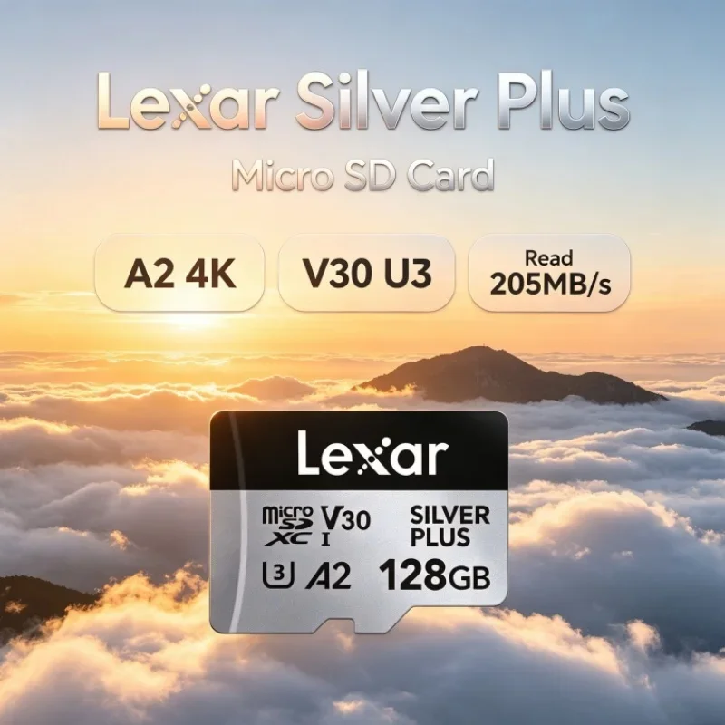 Lexar Silver Plus Micro SD Card SDXC A2 64GB 128GB 256GB 512GB 1TB 4K V30 U3 Read 205MB/s TF Memory Cards for Photography
