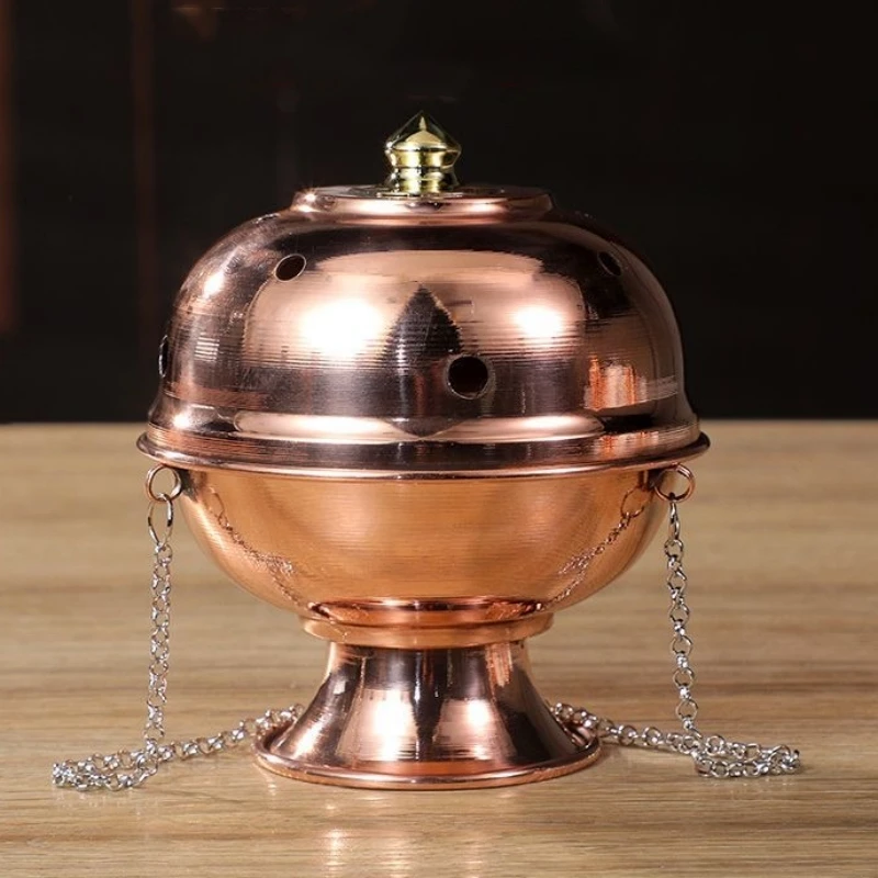 

Multifunctional Hanging Incense Burner Red Copper Engraved Stupa Aromatherapy Stove Meditation Smoke Furnace Altars Decorative