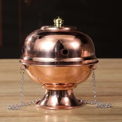 Multifunctional Hanging Incense Burner Red Copper Engraved Stupa Aromatherapy Stove Meditation Smoke Furnace Altars Decorative