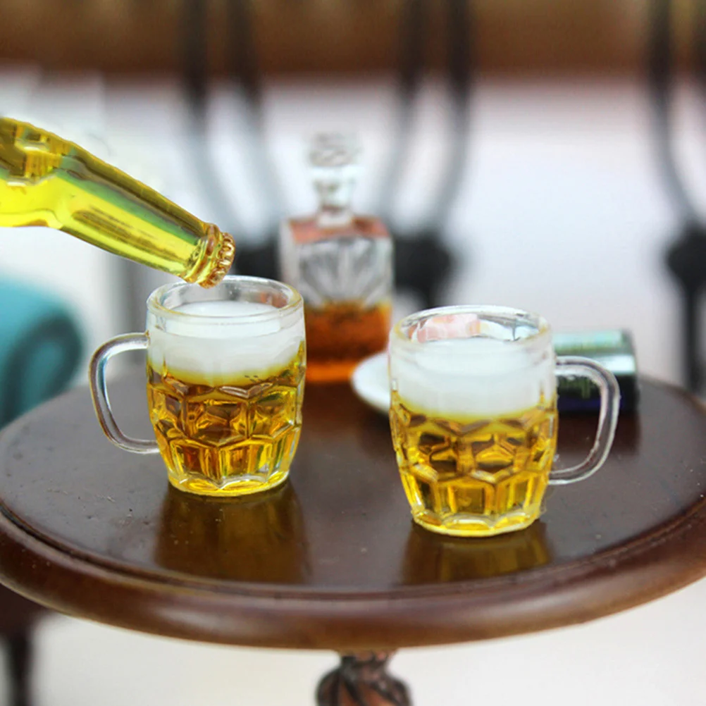 6 יחידות ספלי בירה סימולציה בית מיני פרופ דסקטופ עיצוב בית מיניאטורי כוסות רזין
