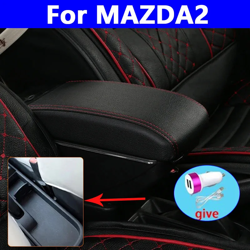 

Для MAZDA 2 Подлокотник Для MAZDA 2 Demio Автомобильный подлокотник Детали для модернизации Ящик для хранения Автомобильные аксессуары Детали интерьера с USB